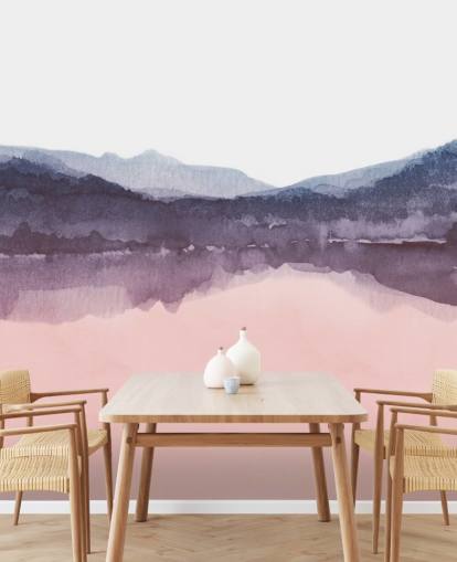 Aquarell Rosa und Lila Berg Wallpaper