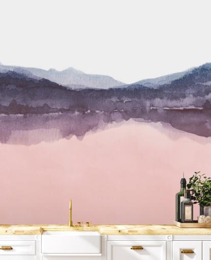 papel de parede aquarela rosa e roxo