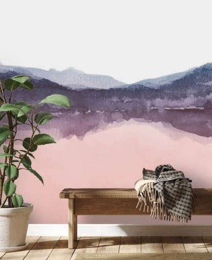 Aquarell Rosa und Lila Berg Wallpaper