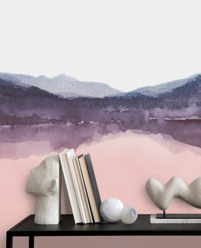 akvarel pink og lilla bjerg tapet akvarel pink og lilla bjerg tapet