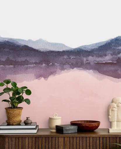 papel de parede aquarela rosa e roxo