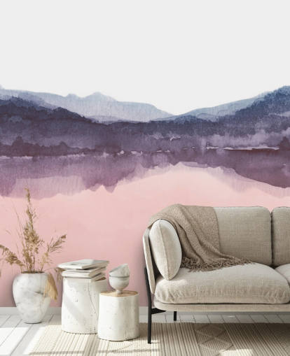 papel pintado de montaña rosa y morado acuarela papel pintado de montaña rosa y morado acuarela