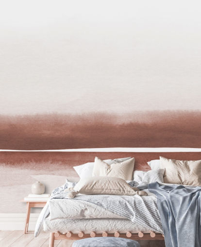 carta da parati murale con pittura astratta in terracotta e bianca per camere da letto e salotti