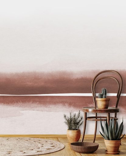 terracotta and white abstract painting wallpaper mural for bedrooms and living rooms