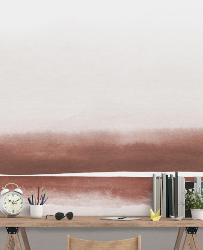 mural de papel de parede de pintura abstrata em terracota e branca para quartos e salas de estar