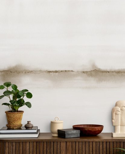 carta da parati seppia con paesaggio ad acquerello