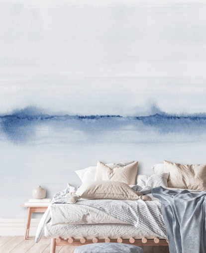 blaue Landschaftstapete mit Aquarell blaue Landschaftstapete mit Aquarell