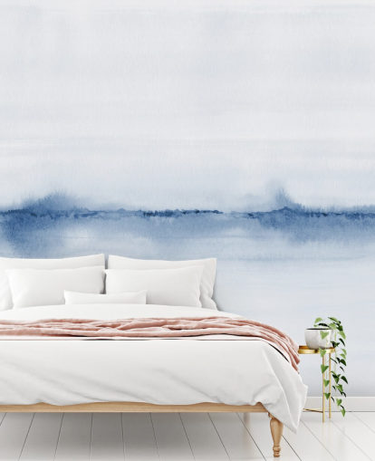 blaue Landschaftstapete mit Aquarell blaue Landschaftstapete mit Aquarell