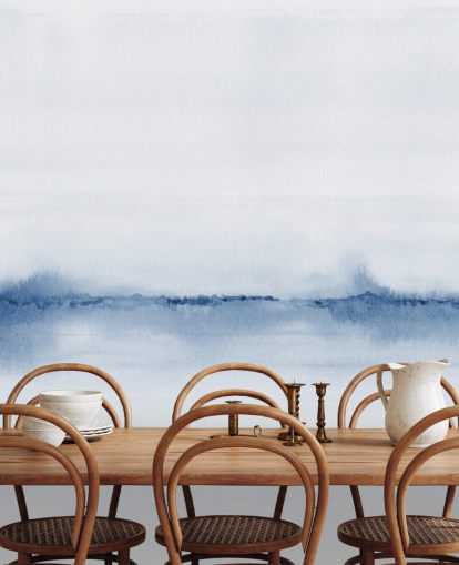 blaue Landschaftstapete mit Aquarell