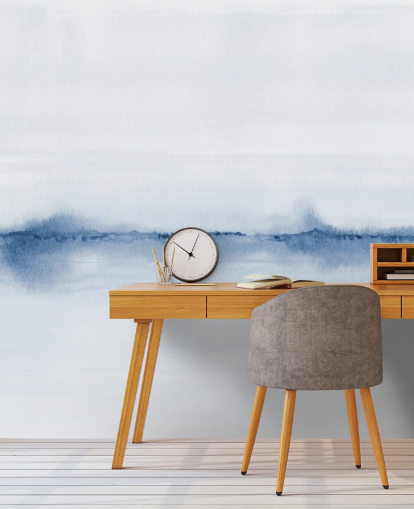 papier peint paysage bleu aquarelle