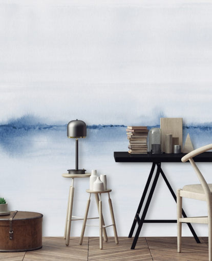 blaue Landschaftstapete mit Aquarell blaue Landschaftstapete mit Aquarell