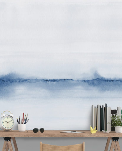 papel de parede de paisagem azul em aquarela papel de parede de paisagem azul em aquarela