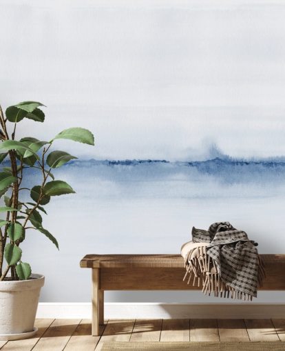 papel de parede de paisagem azul em aquarela papel de parede de paisagem azul em aquarela