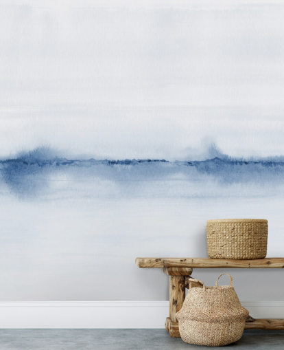 papel de parede de paisagem azul em aquarela