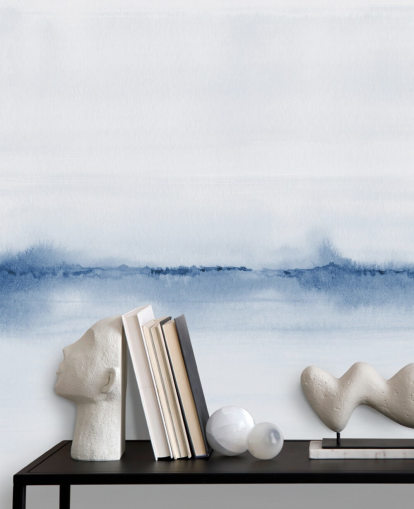 papier peint paysage bleu aquarelle