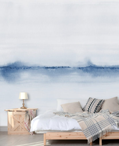 papel de parede de paisagem azul em aquarela