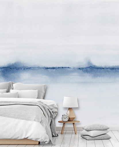 blaue Landschaftstapete mit Aquarell blaue Landschaftstapete mit Aquarell