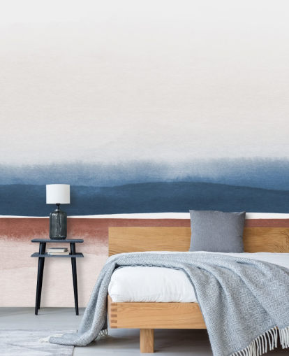 navy, white and terracotta watercolor wallpaper