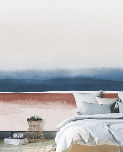 navy, white and terracotta watercolor wallpaper