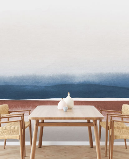 navy, white and terracotta watercolor wallpaper