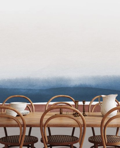 marineblå, hvid og terracotta akvarel tapet marineblå, hvid og terracotta akvarel tapet