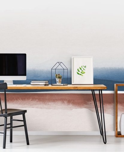 papel de parede em aquarela azul marinho, branco e terracota papel de parede em aquarela azul marinho, branco e terracota