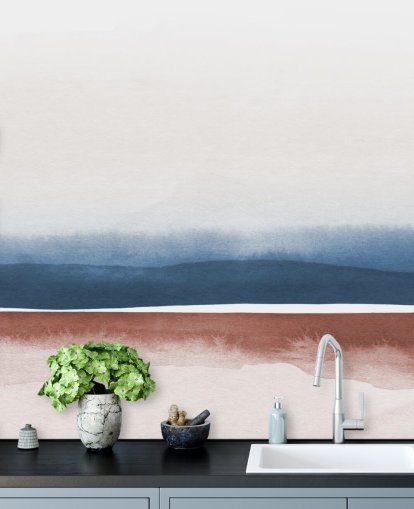papier peint aquarelle bleu marine, blanc et terre cuite papier peint aquarelle bleu marine, blanc et terre cuite