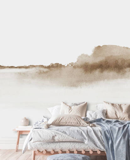 papel pintado de montañas en acuarela beige