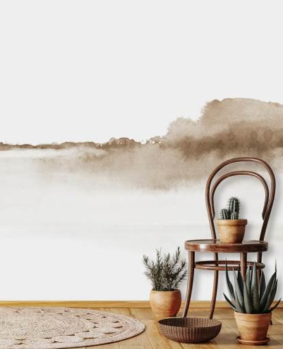 beige aquarel bergen behang