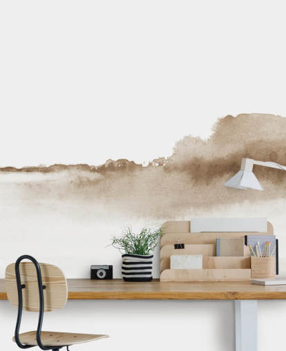 papel pintado de montañas en acuarela beige