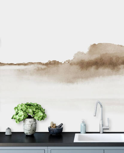 beige watercolour mountains wallpaper