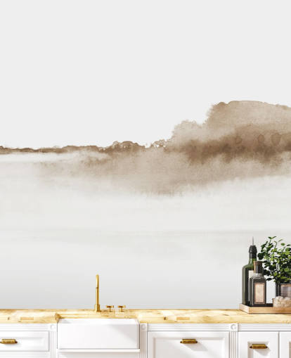 beige watercolor mountains wallpaper