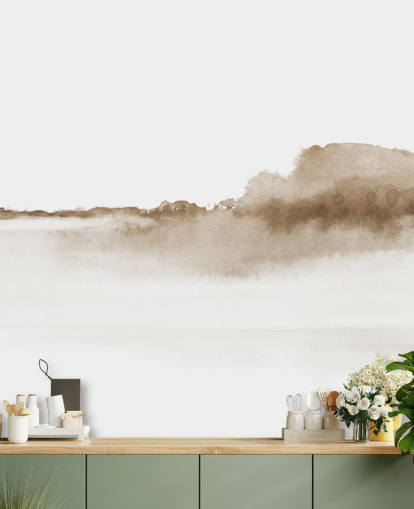 beige watercolor mountains wallpaper