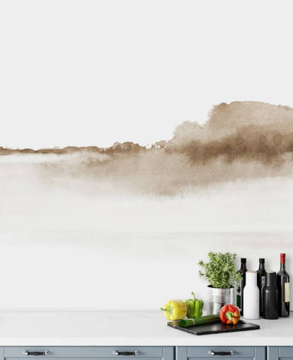 beige aquarel bergen behang