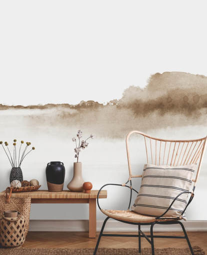 papier peint de montagnes aquarelle beige