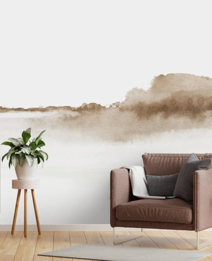 beige akvarell berg tapet