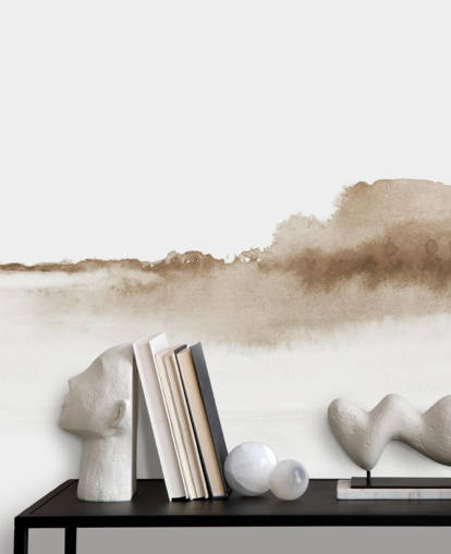 papier peint de montagnes aquarelle beige