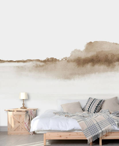 beige akvarel bjerge tapet