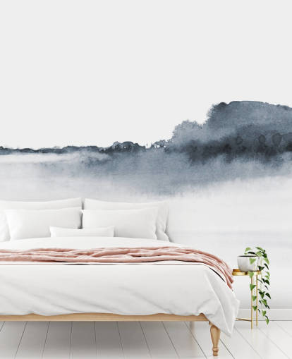 svartvit abstrakt landskapstapet