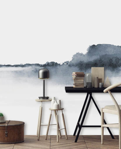 abstrakte Landschaftstapete in Schwarz und Weiß