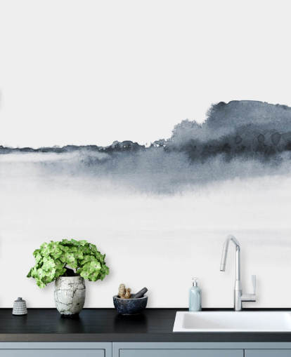 papier peint paysage abstrait noir et blanc