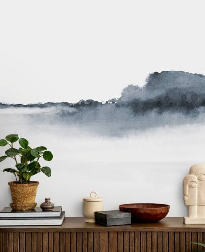 abstrakte Landschaftstapete in Schwarz und Weiß