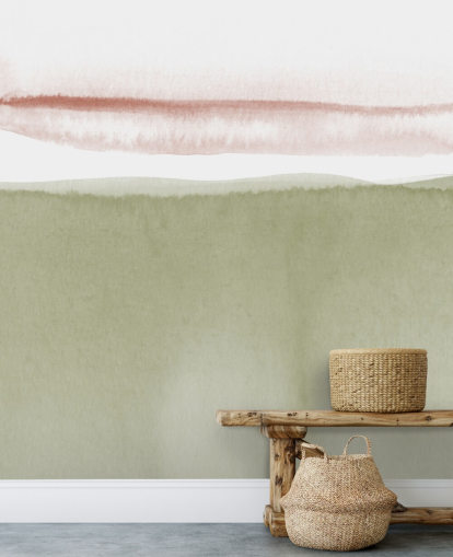 fond d'écran abstrait terre cuite, blanc et vert sauge