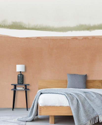 terrakotta och salvia grön abstrakt tapet