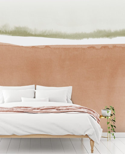 carta da parati astratta in terracotta e verde salvia