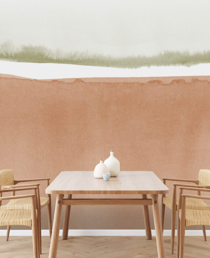 terracotta and sage green abstract wallpaper