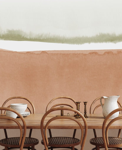 papel pintado abstracto terracota y verde salvia