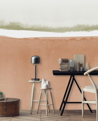 terracotta and sage green abstract wallpaper