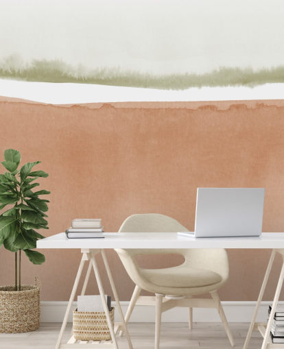 terracotta and sage green abstract wallpaper