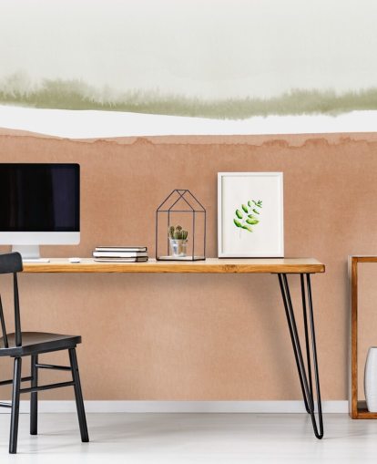 papier peint abstrait terre cuite et vert sauge